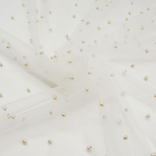 Pearl Embroidered Bridal Tulle