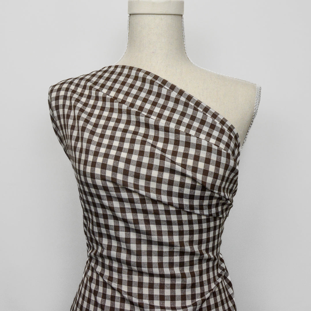 Medium Gingham Woven Cotton - Brown
