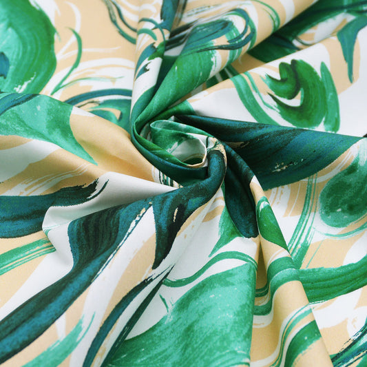 Jade Leafy Printed Cotton Woven