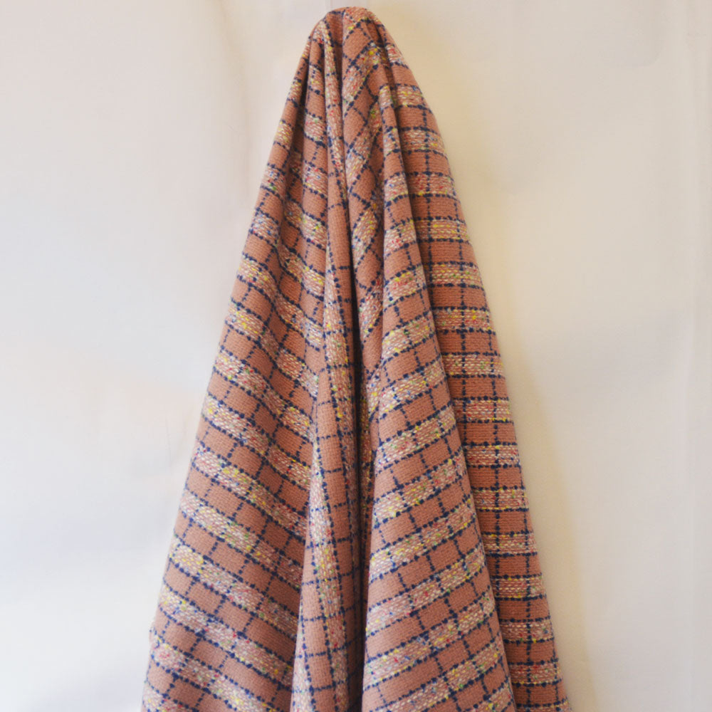 Peachy Polyester Viscose Wool Blend Woven