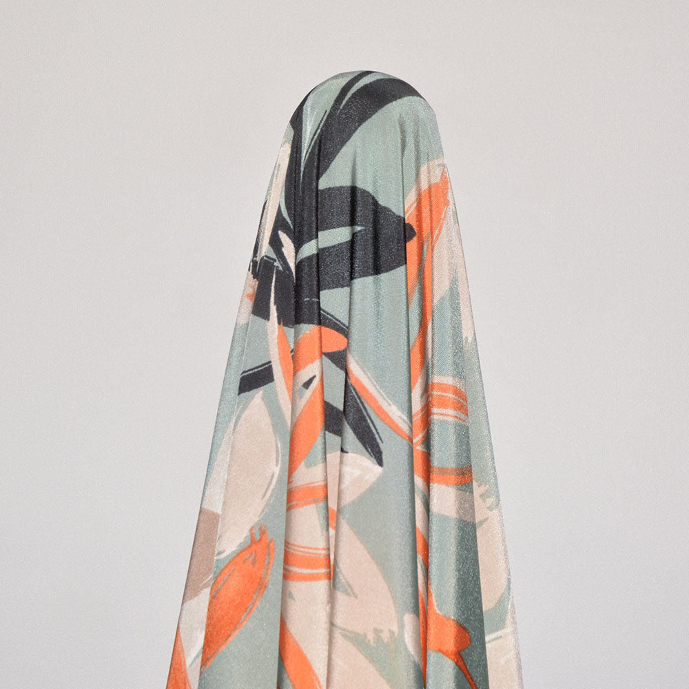 Brushed Sage Printed Polyester Jersey Knit
