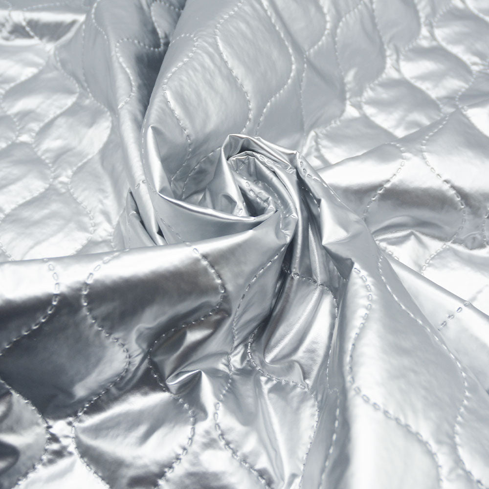 Silver Wavy Quilted PVC
