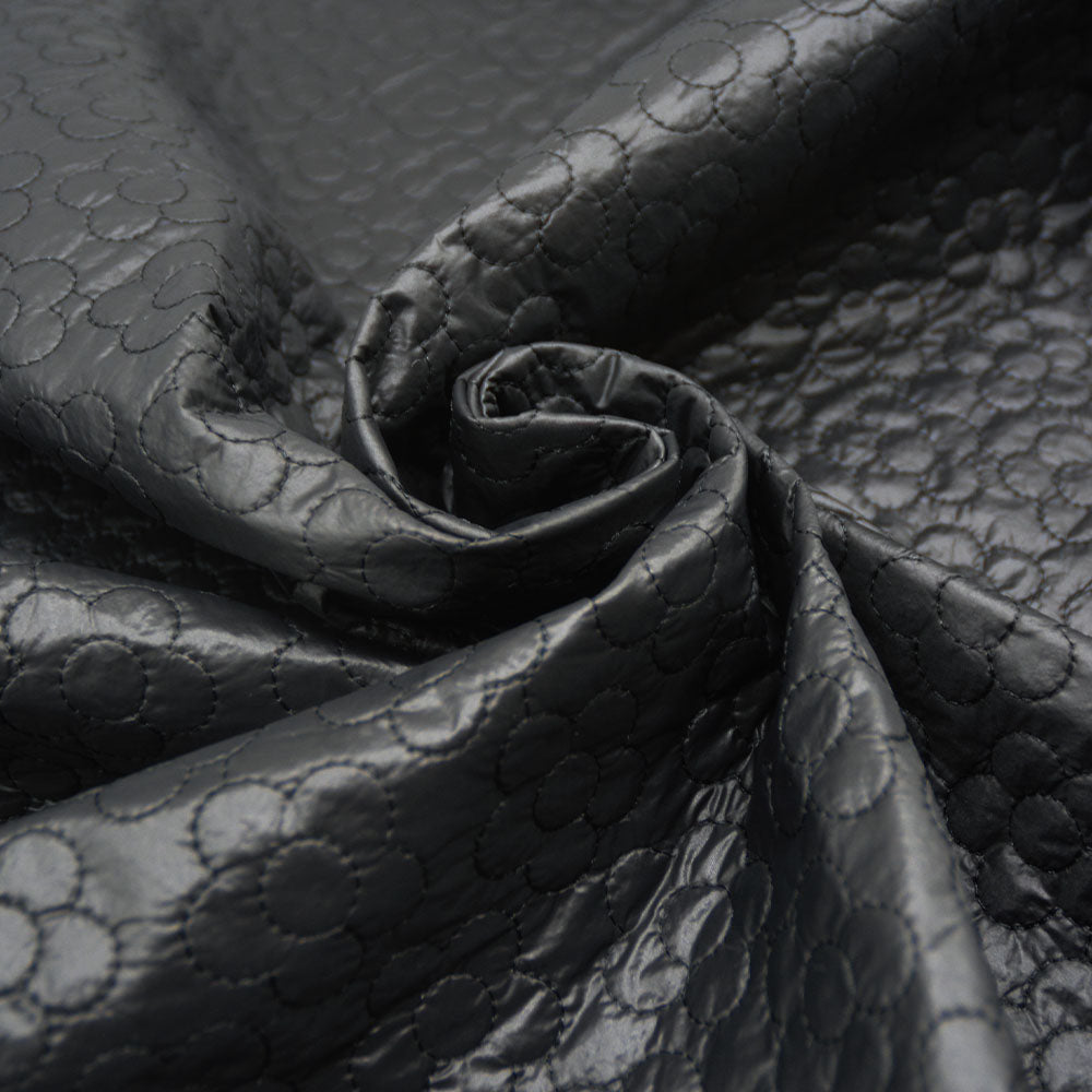 Black Daisy Quilted PVC