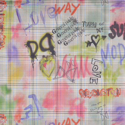 Graffiti Printed Plaid Woven