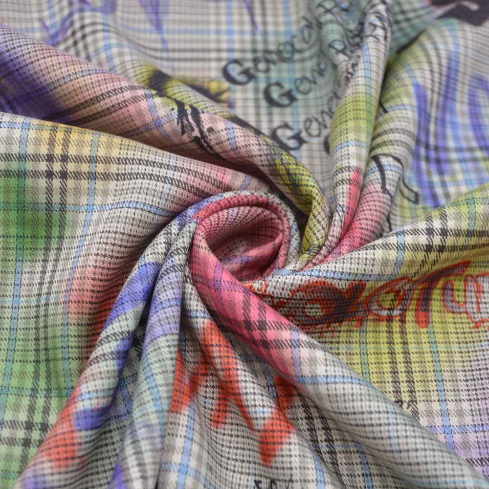 Graffiti Printed Plaid Woven