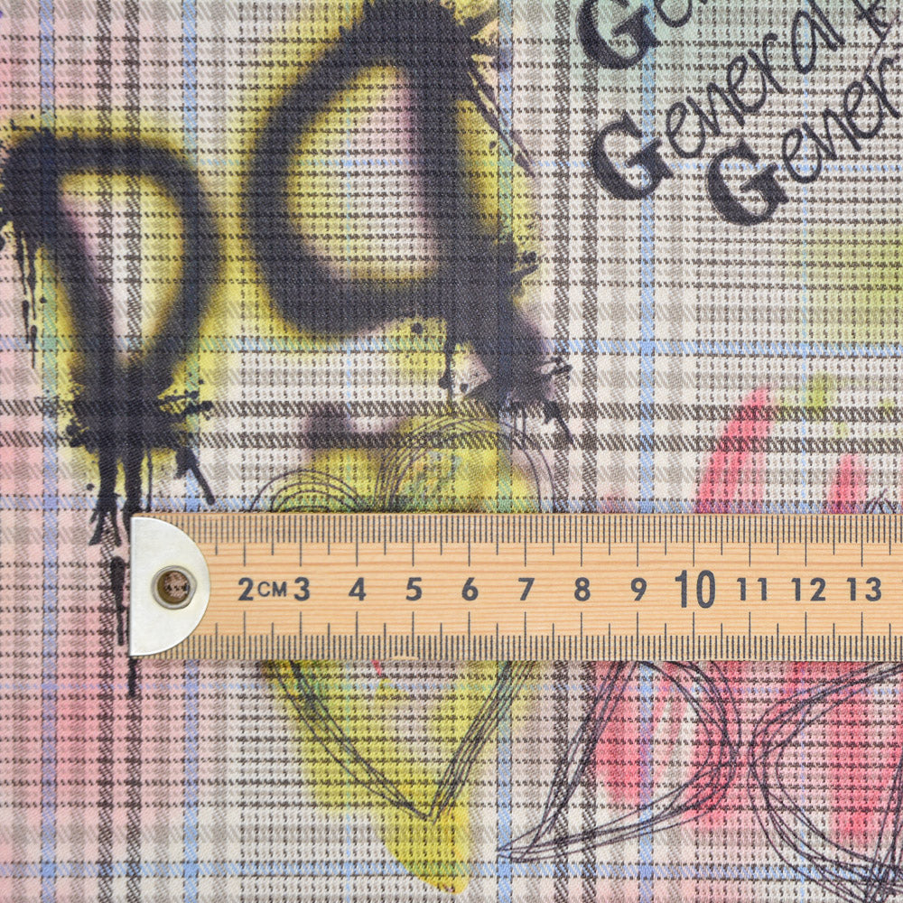 Graffiti Printed Plaid Woven