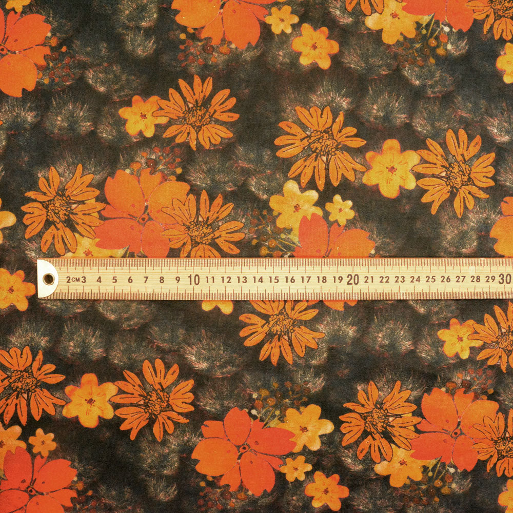 Amber Petals Printed Linen Cotton Woven