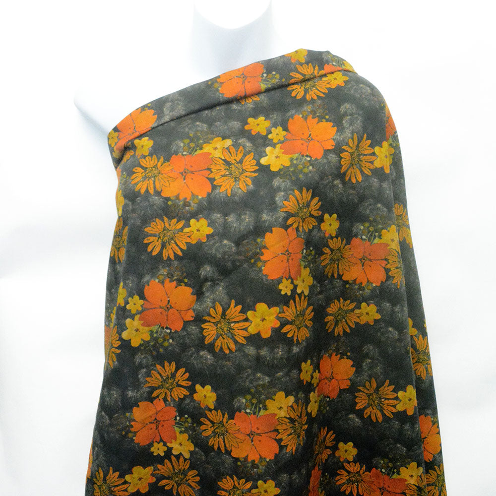 Amber Petals Printed Linen Cotton Woven