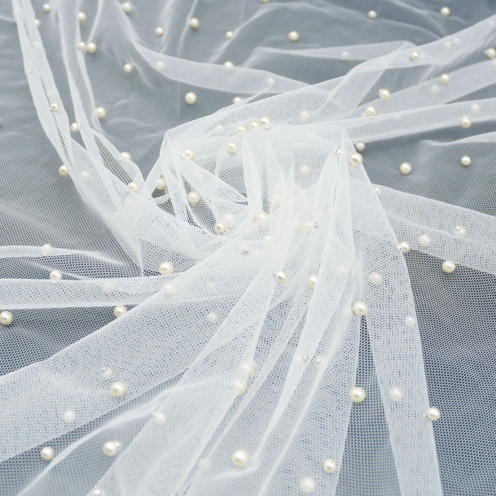 Pearl Embroidered Bridal Tulle
