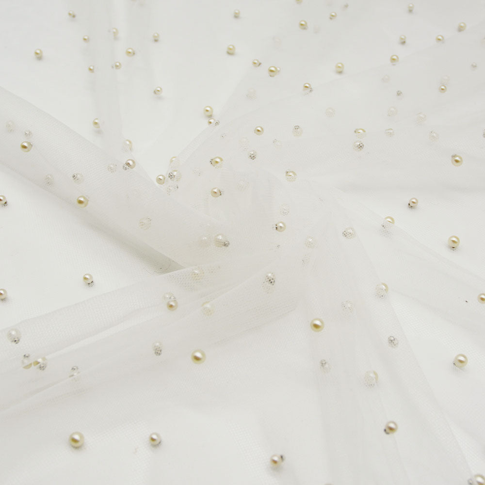 Pearl Embroidered Bridal Tulle