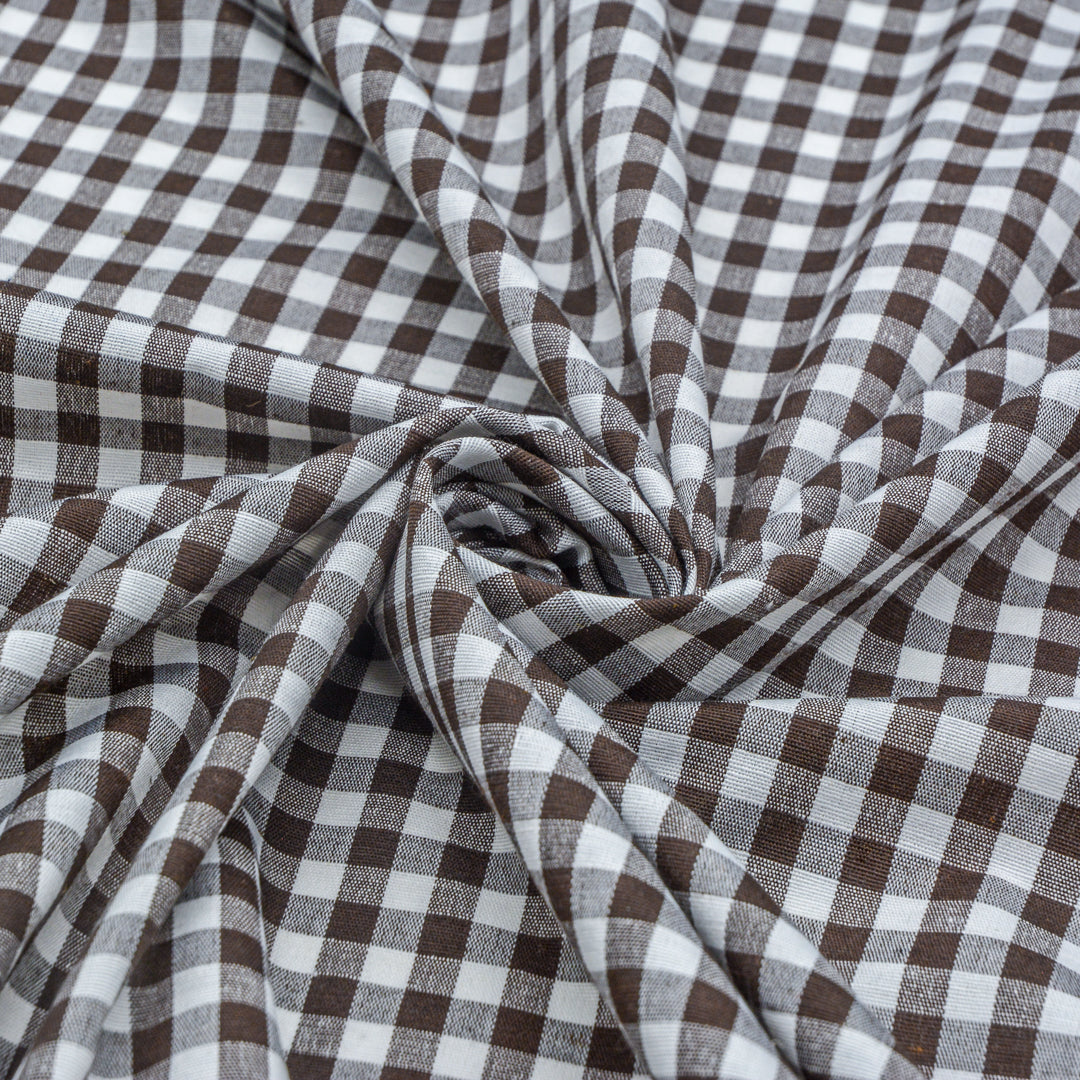 Medium Gingham Woven Cotton - Brown