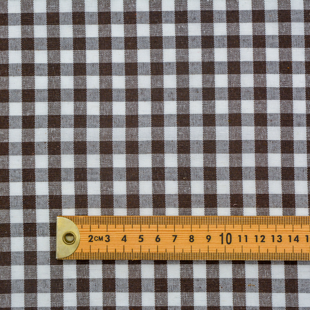 Medium Gingham Woven Cotton - Brown