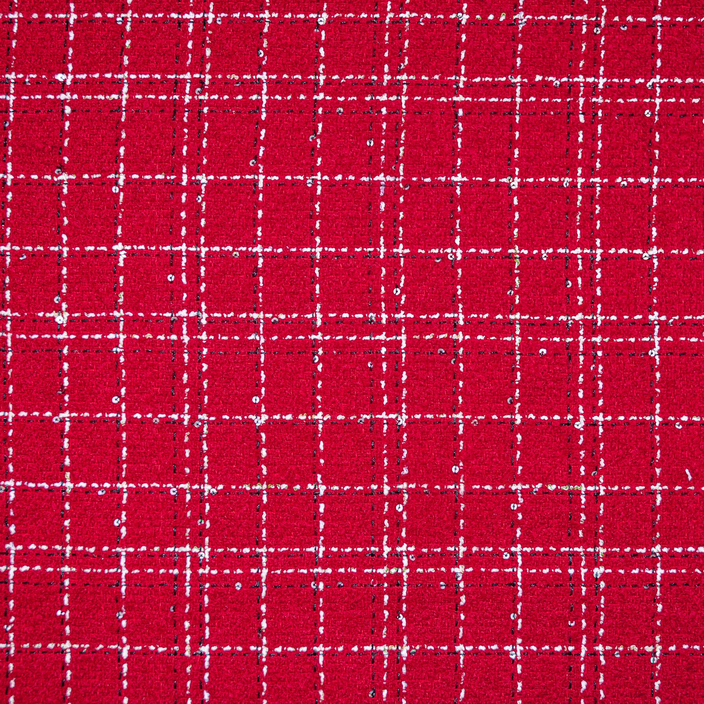 Raspberry Checkered Boucle Woven