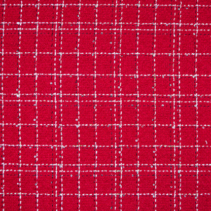 Raspberry Checkered Boucle Woven