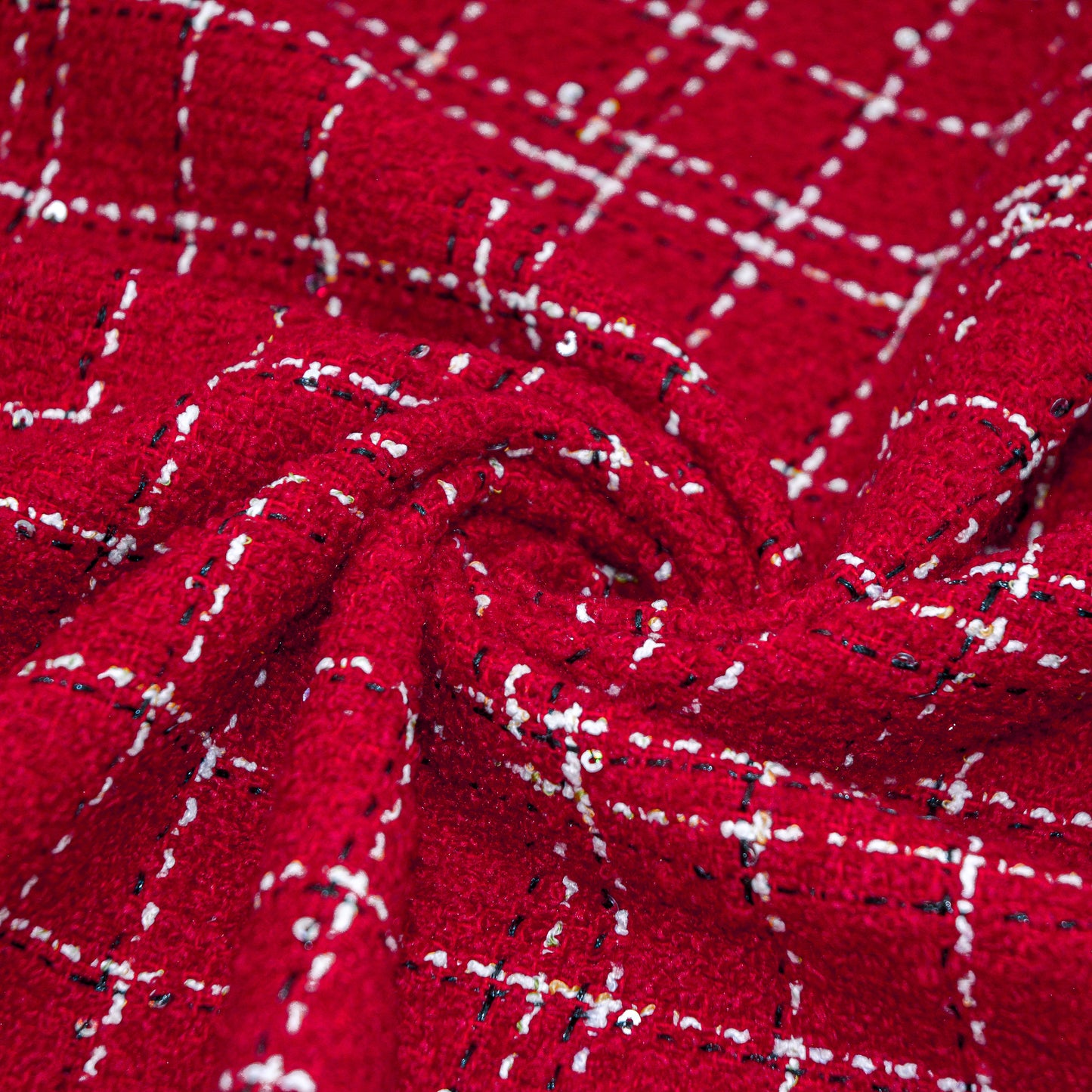 Raspberry Checkered Boucle Woven