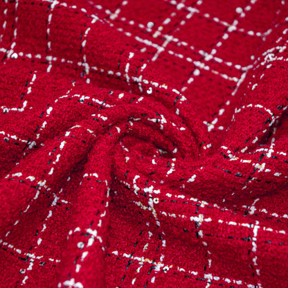 Raspberry Checkered Boucle Woven