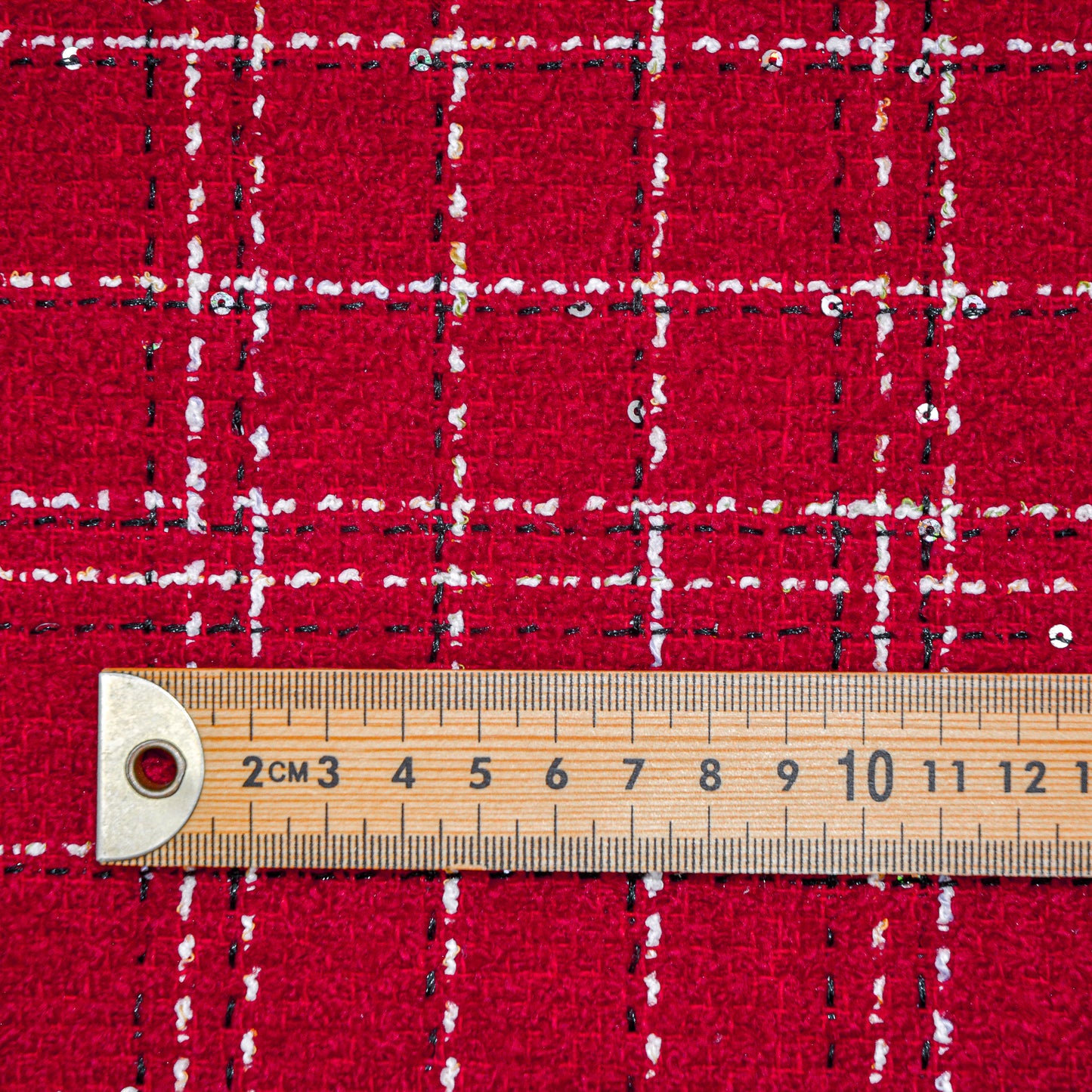 Raspberry Checkered Boucle Woven