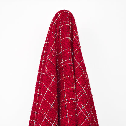 Raspberry Checkered Boucle Woven
