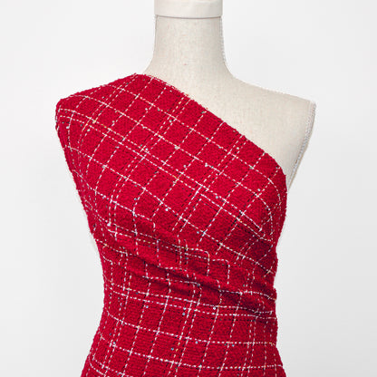 Raspberry Checkered Boucle Woven