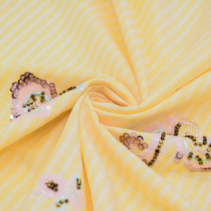 Lemon Beads Embellished Cotton