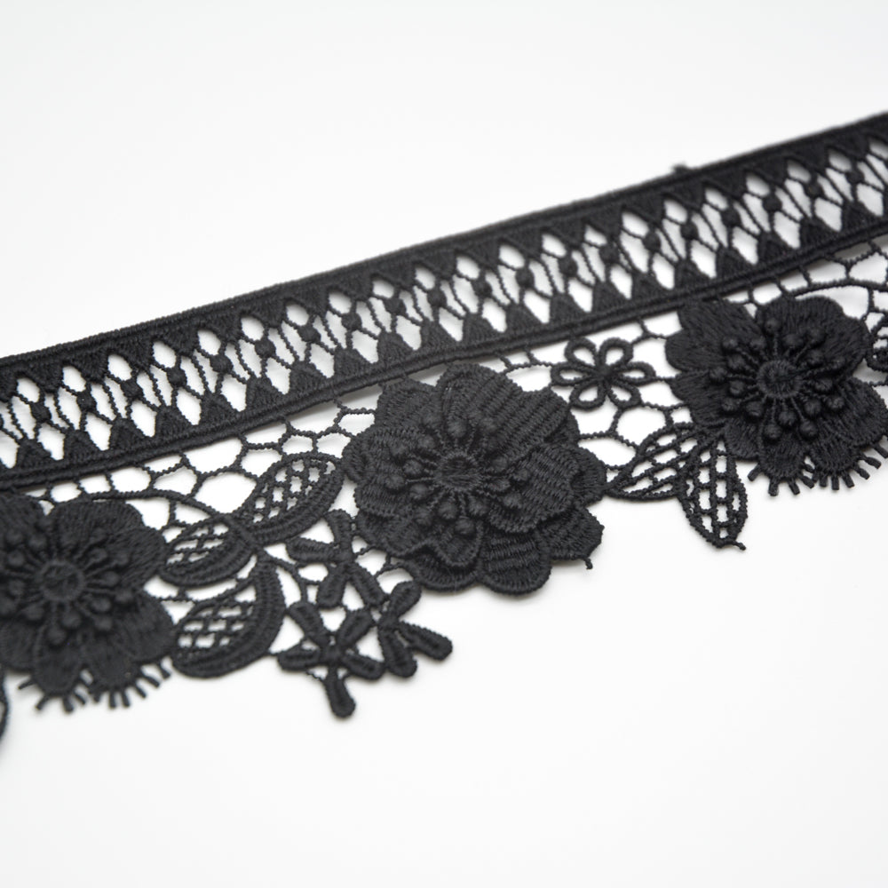 3D Floral Border Lace Trim