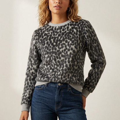Fluffy Leopard Print Brushed Knit