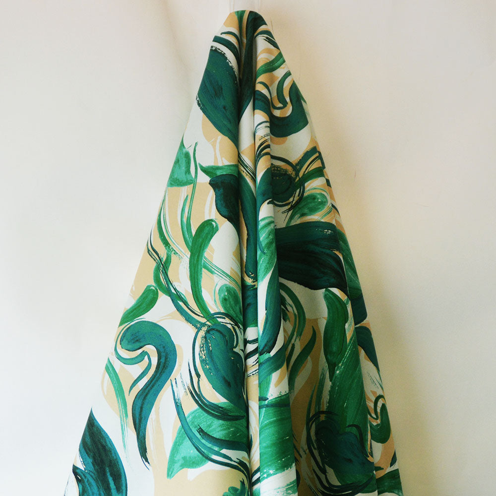 Jade Leafy Printed Cotton Woven
