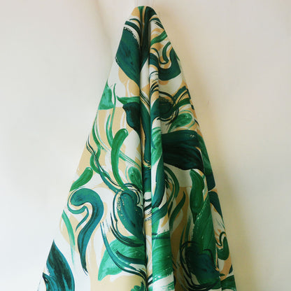 Jade Leafy Printed Cotton Woven