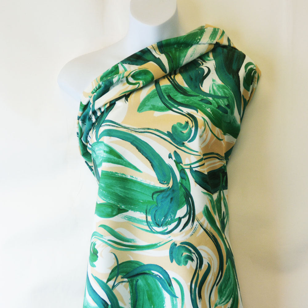 Jade Leafy Printed Cotton Woven