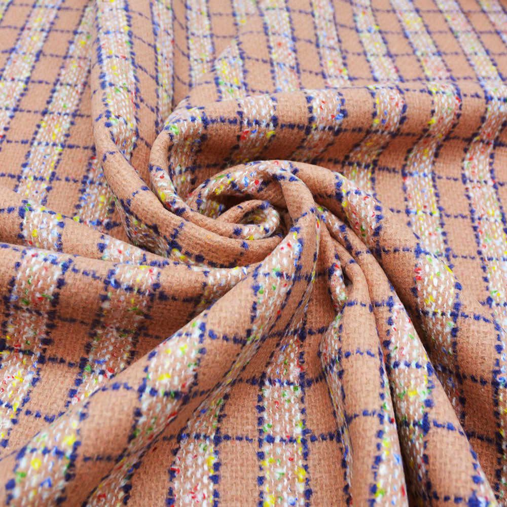 Peachy Polyester Viscose Wool Blend Woven