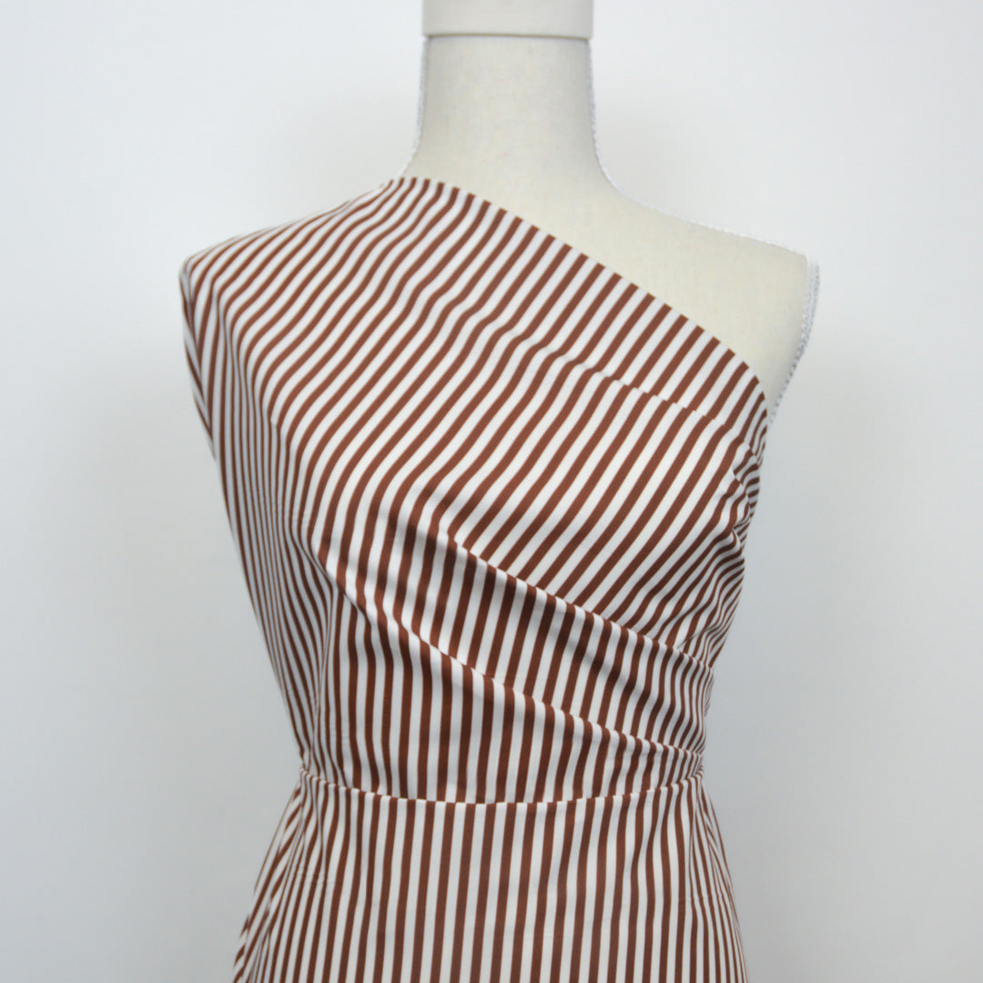Coffee Striped Cotton Woven