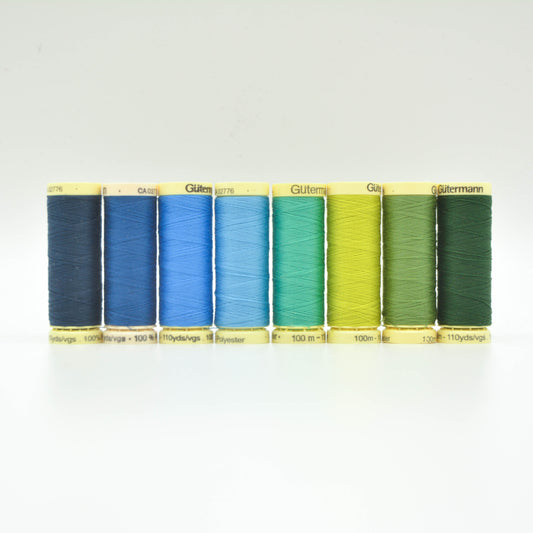 Gütermann 100m Sew All Thread - Blue, Green & Navy