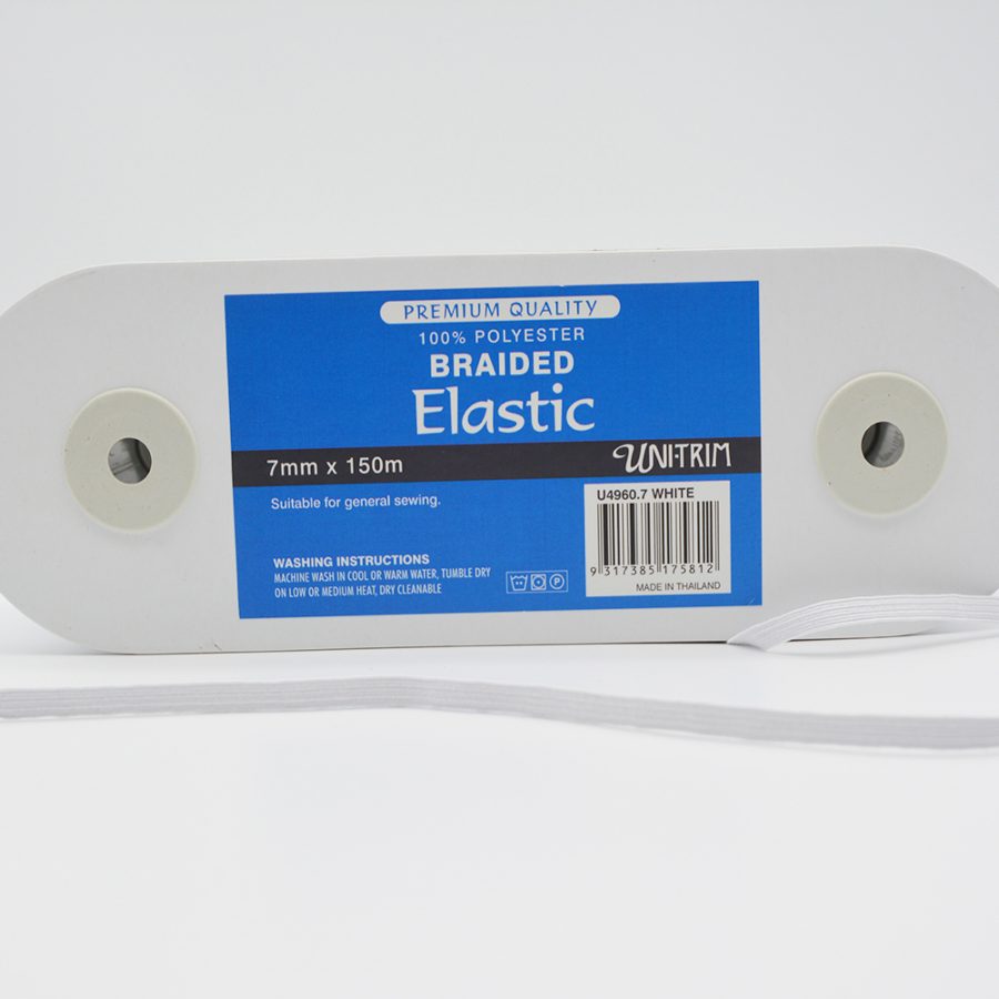 Braided Elastic - White 7mm